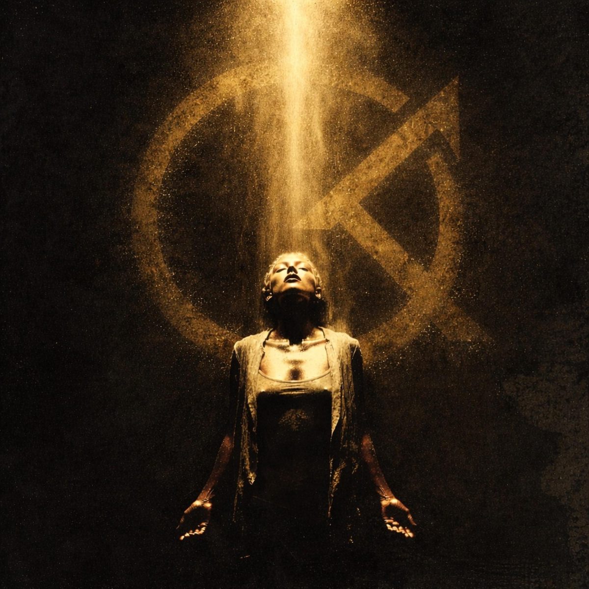 THE HUMAN EXPERIENCE album cover — a gold figure beneath the QUANTYNE mark on black